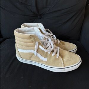 Vans High-Top Sneakers in Tan and White